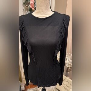 H&M Black Ruffled Long Sleeve Top